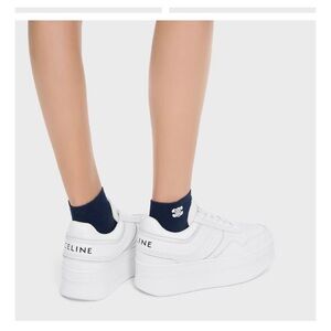 Celine White Leather Platform Sneakers